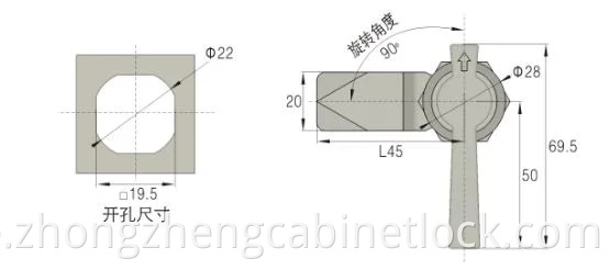 Zonzen Zinklegierung Wasserdichte Cam Lock Panel Cam Lock für Schrankschublade Ms715-6